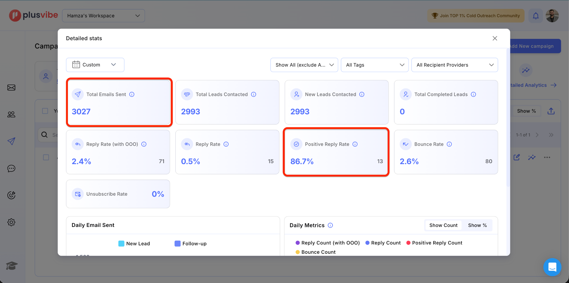 Screenshot 12 of 12 — Clattio client message showing booked meetings and positive replies